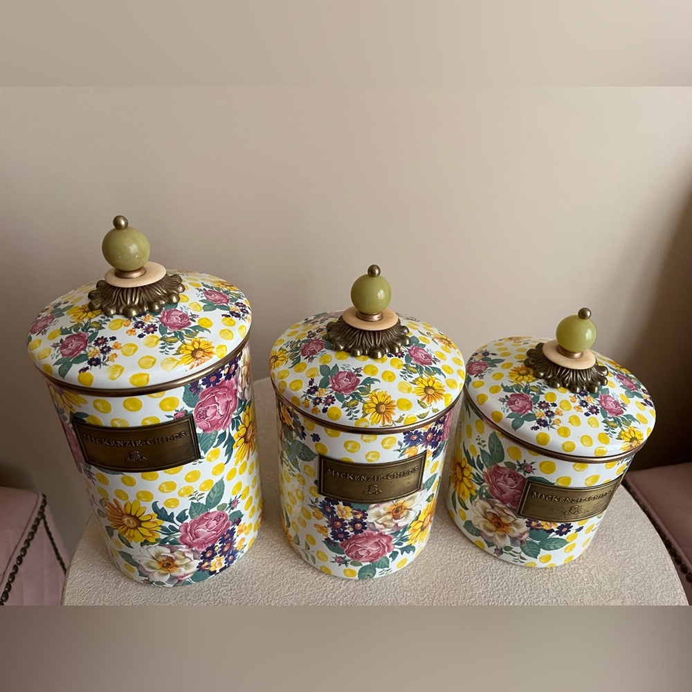 Mackenzie-Childs Retired NWT Buttercup Canister Set Small,Medium,Large 💕 - Picture 2 of 10